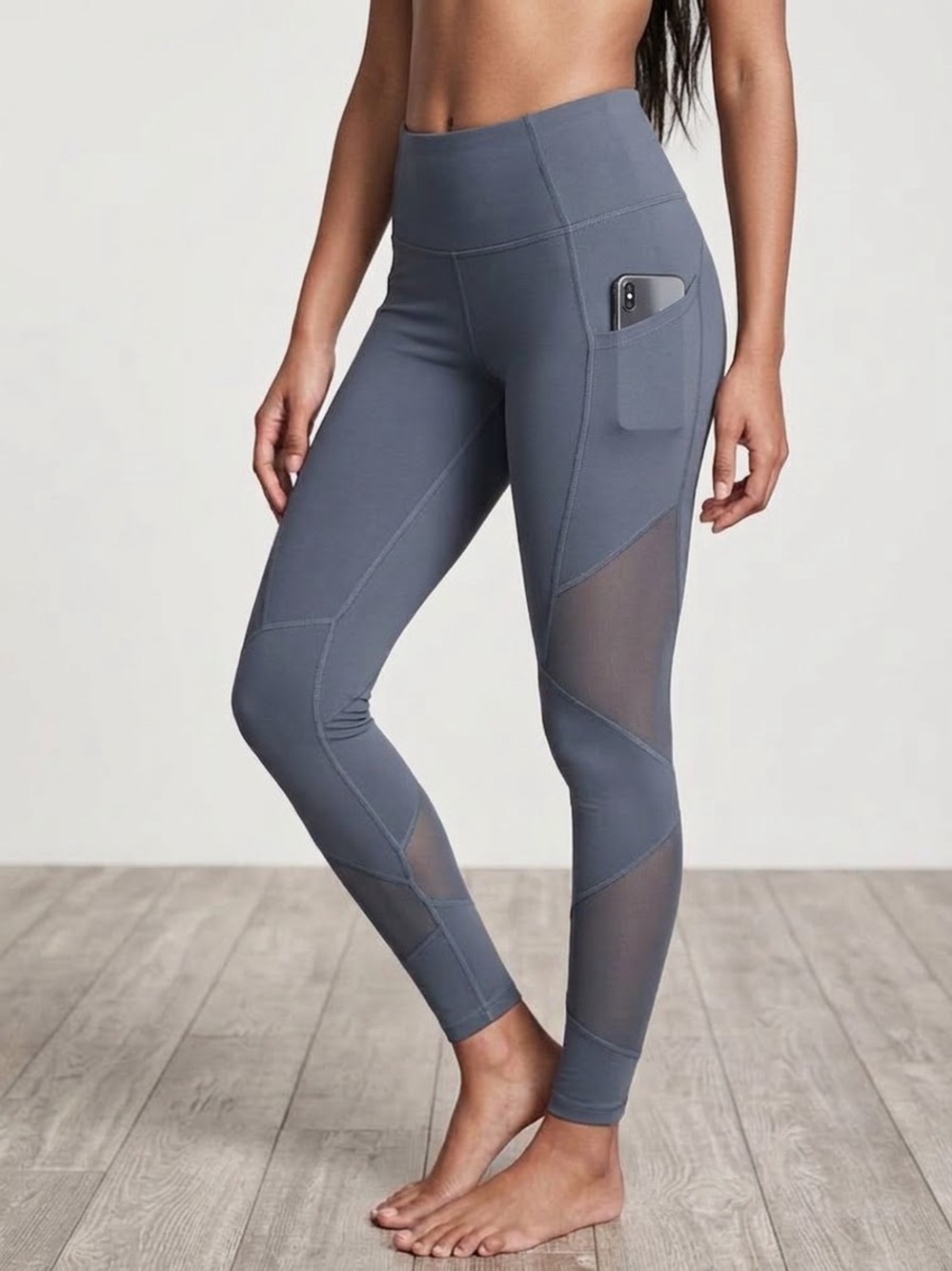 Victoria’s Secret Knockout Mesh Leggings XS Grey Pocket Tight